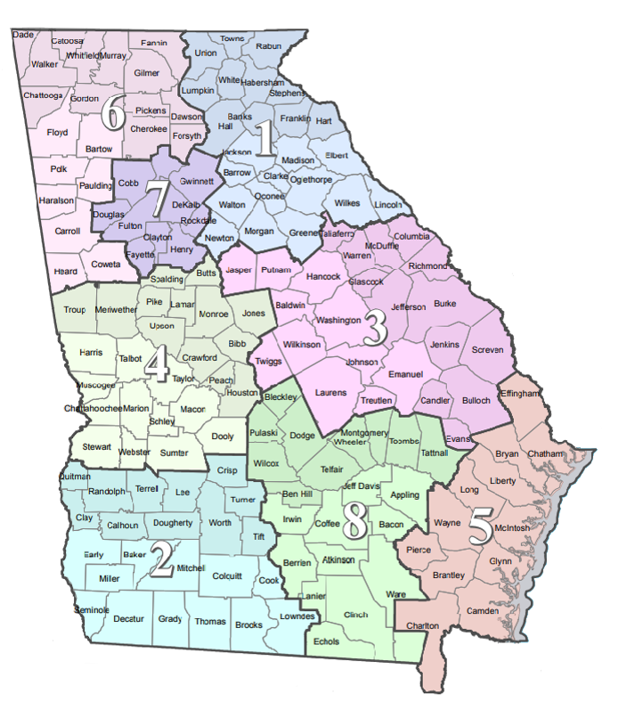 Georgia Community Risk Reduction Educator Region Map